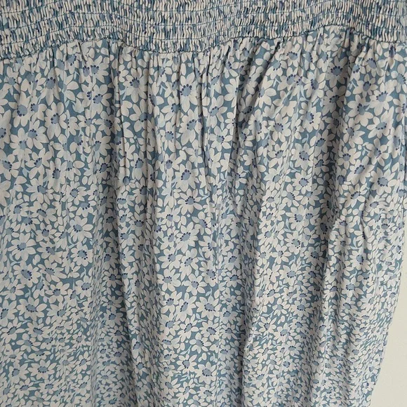 Madewell Lucie Elbow-Sleeve Smocked Midi Dress In Sunflower Field Ocean Blue - Picture 12 of 15